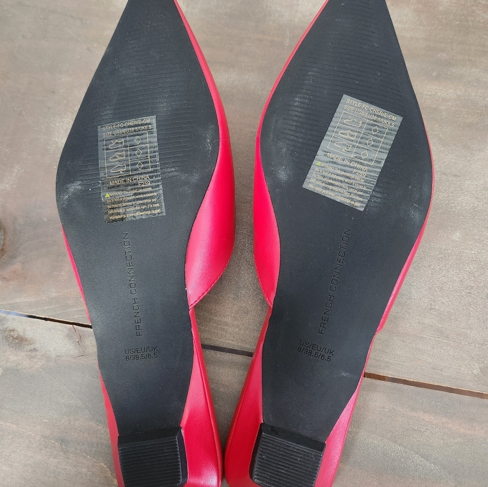 French Connection Red Heart Kitten Mule Heels - Size 8 - Picture 6 of 8